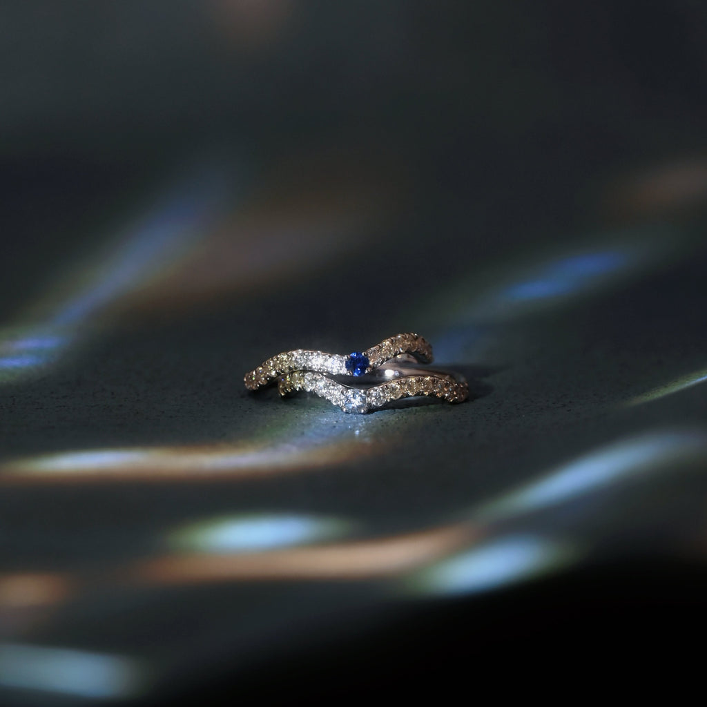 Glint Gemstone Wave Ring